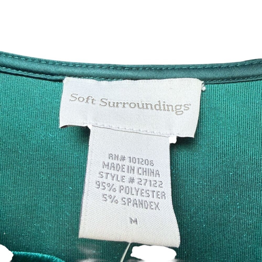 SOFT SURROUNDINGS Womens Tunic Top Medium Cowl Neck Green Stretch Velvet NEW - Picture 7 of 7